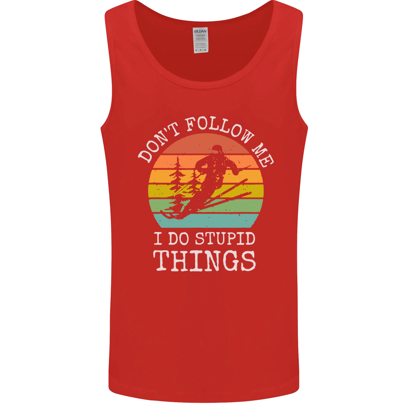 Skiing Don't Follow Me Ski Skier Funny Mens Vest Tank Top Red