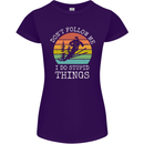Skiing Don't Follow Me Ski Skier Funny Womens Petite Cut T-Shirt Purple