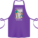 Skiing Father & Son Ski Buddies Fathers Day Cotton Apron 100% Organic Purple