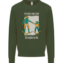 Skiing Father & Son Ski Buddies Fathers Day Kids Sweatshirt Jumper Forest Green