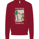 Skiing Father & Son Ski Buddies Fathers Day Kids Sweatshirt Jumper Red
