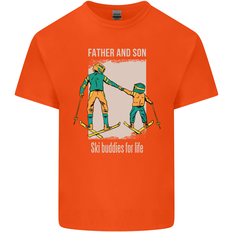 Skiing Father & Son Ski Buddies Fathers Day Kids T-Shirt Childrens Orange