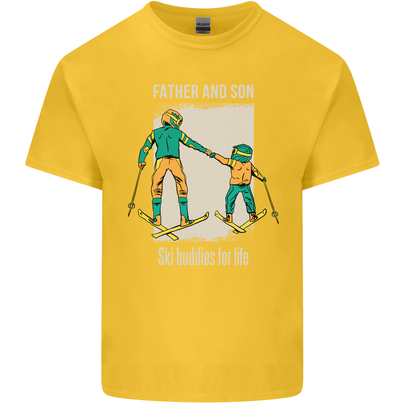 Skiing Father & Son Ski Buddies Fathers Day Kids T-Shirt Childrens Yellow