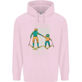Skiing Father & Son Ski Buddies Fathers Day Mens 80% Cotton Hoodie Light Pink