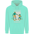 Skiing Father & Son Ski Buddies Fathers Day Mens 80% Cotton Hoodie Peppermint