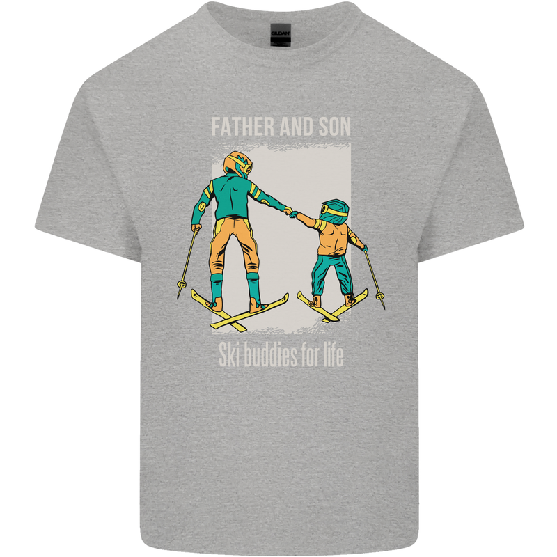 Skiing Father & Son Ski Buddies Fathers Day Mens Cotton T-Shirt Tee Top Sports Grey