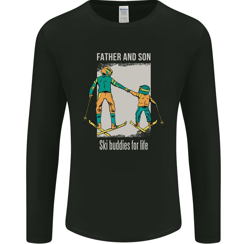 Skiing Father & Son Ski Buddies Fathers Day Mens Long Sleeve T-Shirt Black