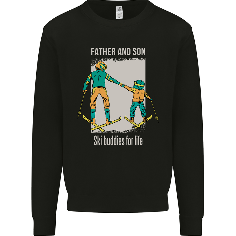 Skiing Father & Son Ski Buddies Fathers Day Mens Sweatshirt Jumper Black