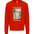 Skiing Father & Son Ski Buddies Fathers Day Mens Sweatshirt Jumper Bright Red