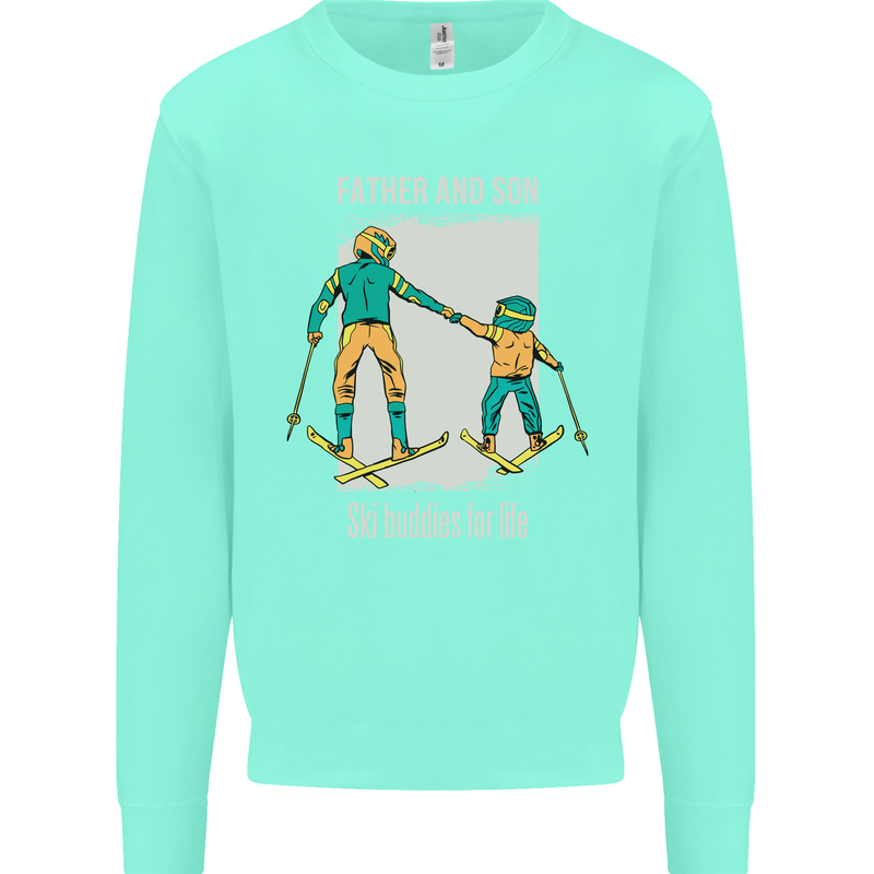 Skiing Father & Son Ski Buddies Fathers Day Mens Sweatshirt Jumper Peppermint