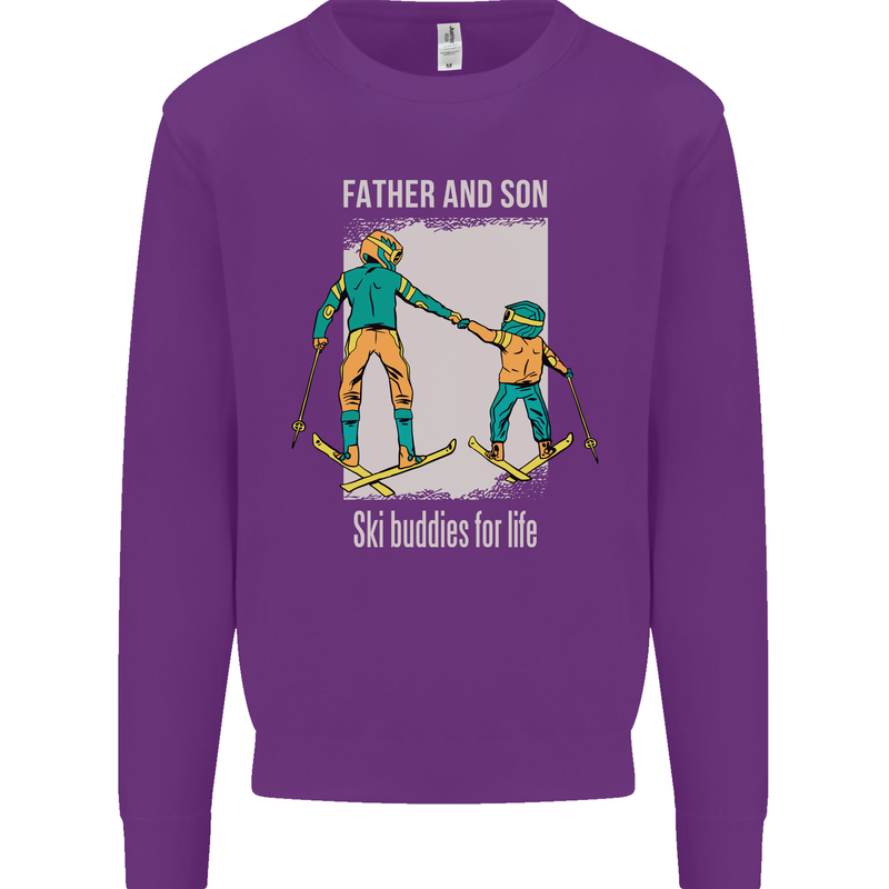 Skiing Father & Son Ski Buddies Fathers Day Mens Sweatshirt Jumper Purple