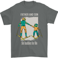 Skiing Father & Son Ski Buddies Fathers Day Mens T-Shirt 100% Cotton Charcoal