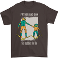 Skiing Father & Son Ski Buddies Fathers Day Mens T-Shirt 100% Cotton Dark Chocolate