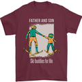 Skiing Father & Son Ski Buddies Fathers Day Mens T-Shirt 100% Cotton Maroon