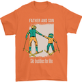 Skiing Father & Son Ski Buddies Fathers Day Mens T-Shirt 100% Cotton Orange