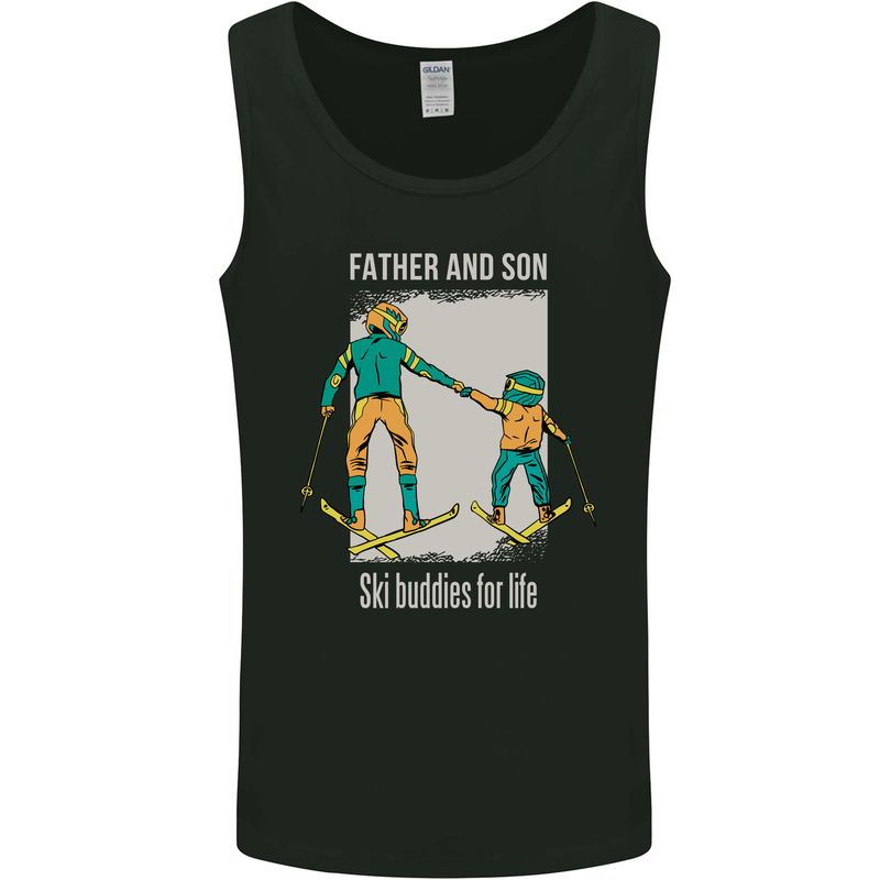 Skiing Father & Son Ski Buddies Fathers Day Mens Vest Tank Top Black
