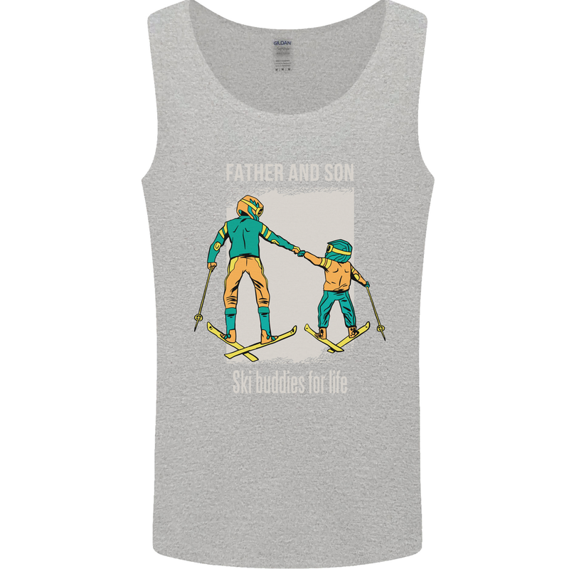 Skiing Father & Son Ski Buddies Fathers Day Mens Vest Tank Top Sports Grey