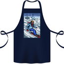 Skiing Life Better on the Slopes Ski Skiier Cotton Apron 100% Organic Navy Blue