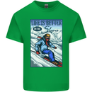 Skiing Life Better on the Slopes Ski Skiier Kids T-Shirt Childrens Irish Green