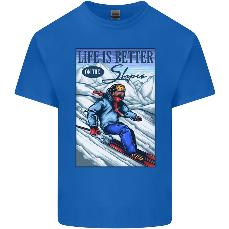 Skiing Life Better on the Slopes Ski Skiier Kids T-Shirt Childrens Royal Blue