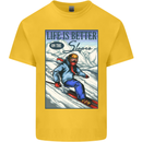 Skiing Life Better on the Slopes Ski Skiier Kids T-Shirt Childrens Yellow