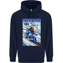 Skiing Life Better on the Slopes Ski Skiier Mens 80% Cotton Hoodie Navy Blue