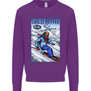 Skiing Life Better on the Slopes Ski Skiier Mens Sweatshirt Jumper Purple