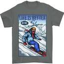 Skiing Life Better on the Slopes Ski Skiier Mens T-Shirt Cotton Gildan Charcoal