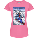 Skiing Life Better on the Slopes Ski Skiier Womens Petite Cut T-Shirt Azalea