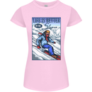 Skiing Life Better on the Slopes Ski Skiier Womens Petite Cut T-Shirt Light Pink