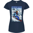 Skiing Life Better on the Slopes Ski Skiier Womens Petite Cut T-Shirt Navy Blue