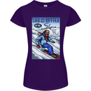 Skiing Life Better on the Slopes Ski Skiier Womens Petite Cut T-Shirt Purple