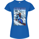 Skiing Life Better on the Slopes Ski Skiier Womens Petite Cut T-Shirt Royal Blue