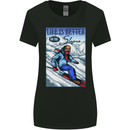 Skiing Life Better on the Slopes Ski Skiier Womens Wider Cut T-Shirt Black
