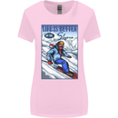 Skiing Life Better on the Slopes Ski Skiier Womens Wider Cut T-Shirt Light Pink
