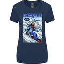 Skiing Life Better on the Slopes Ski Skiier Womens Wider Cut T-Shirt Navy Blue
