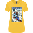 Skiing Life Better on the Slopes Ski Skiier Womens Wider Cut T-Shirt Yellow