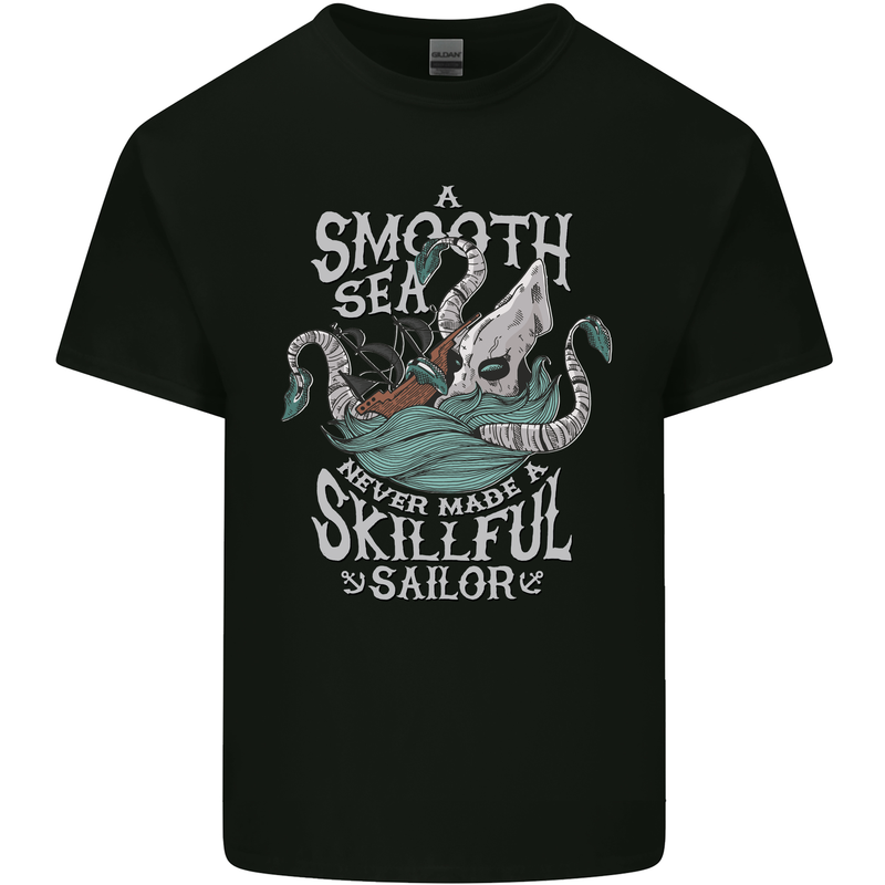 Skilful Sailor Kraken Sailing Cthulhu Mens Cotton T-Shirt Tee Top Black