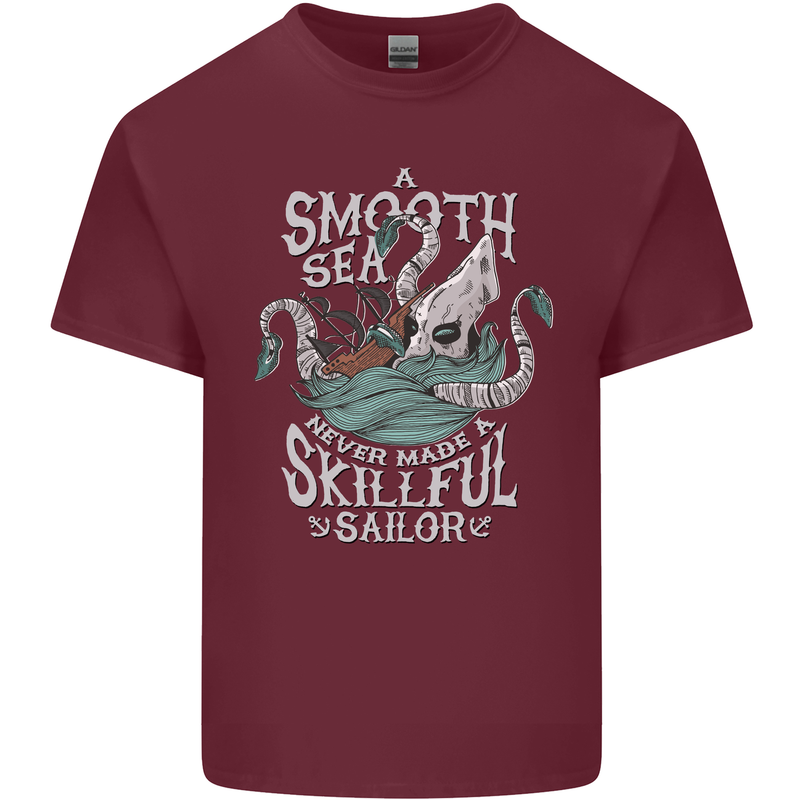 Skilful Sailor Kraken Sailing Cthulhu Mens Cotton T-Shirt Tee Top Maroon