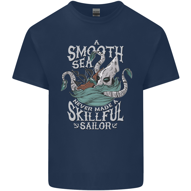 Skilful Sailor Kraken Sailing Cthulhu Mens Cotton T-Shirt Tee Top Navy Blue