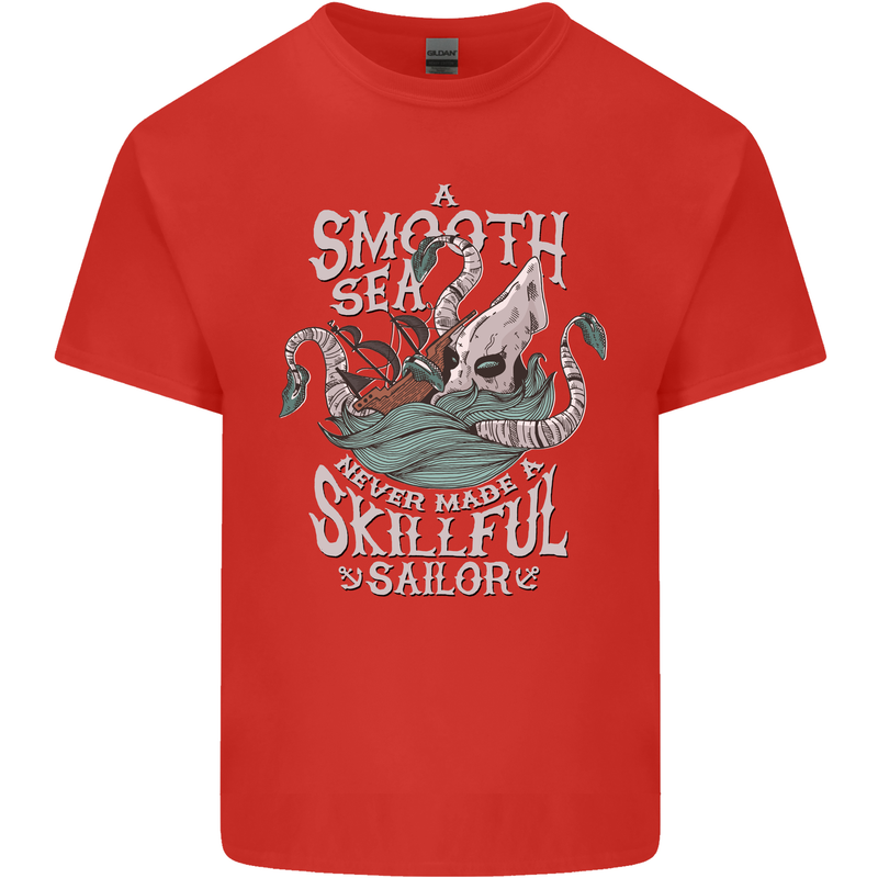 Skilful Sailor Kraken Sailing Cthulhu Mens Cotton T-Shirt Tee Top Red