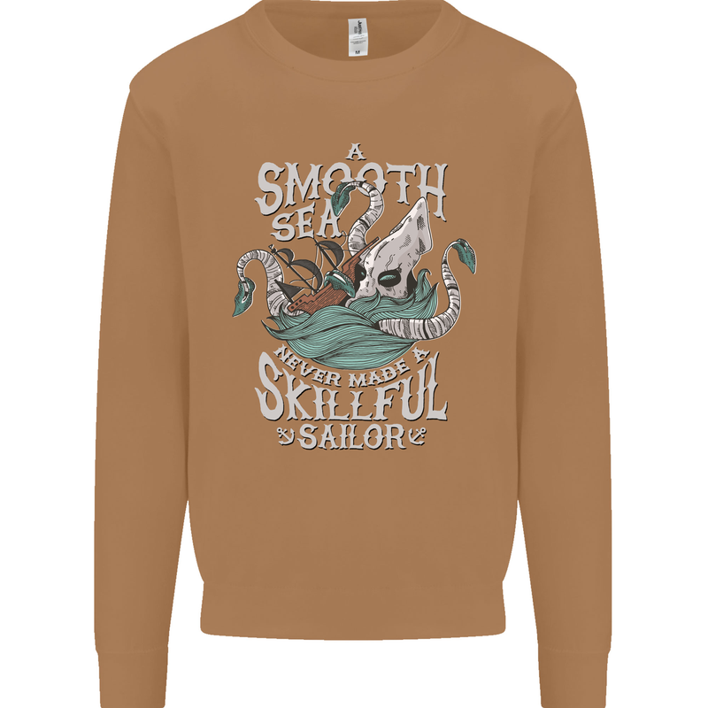 Skilful Sailor Kraken Sailing Cthulhu Mens Sweatshirt Jumper Caramel Latte