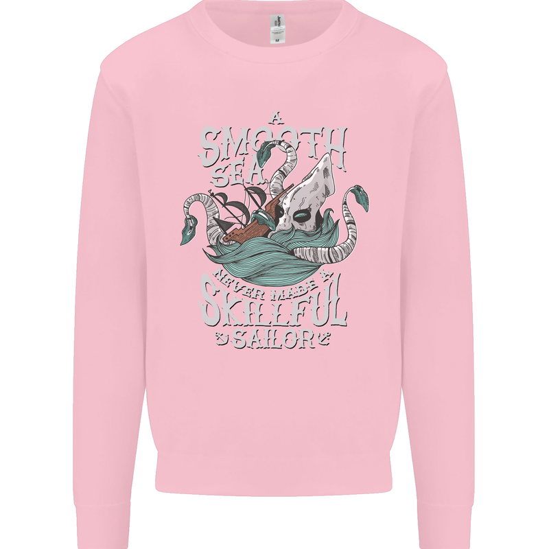 Skilful Sailor Kraken Sailing Cthulhu Mens Sweatshirt Jumper Light Pink
