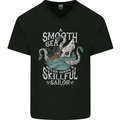 Skilful Sailor Kraken Sailing Cthulhu Mens V-Neck Cotton T-Shirt Black