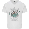 Skilful Sailor Kraken Sailing Cthulhu Mens V-Neck Cotton T-Shirt White