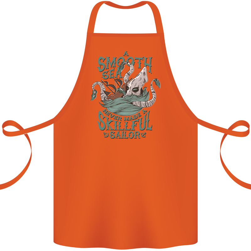 Skilful Sailor Kraken Sailing Octopus Cotton Apron 100% Organic Orange