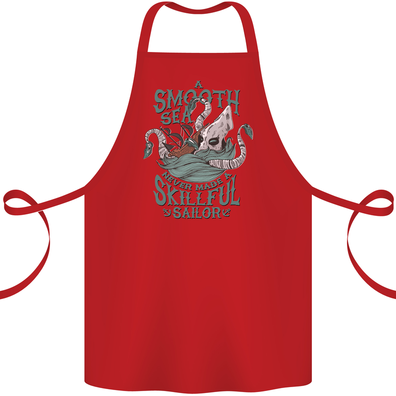 Skilful Sailor Kraken Sailing Octopus Cotton Apron 100% Organic Red