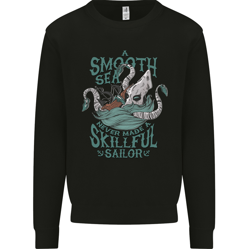 Skilful Sailor Kraken Sailing Octopus Kids Sweatshirt Jumper Black