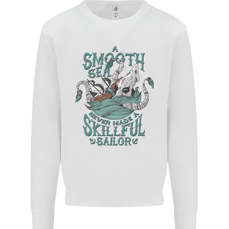 Skilful Sailor Kraken Sailing Octopus Kids Sweatshirt Jumper White