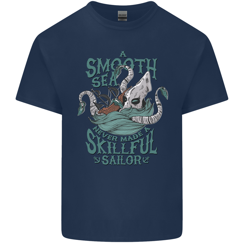 Skilful Sailor Kraken Sailing Octopus Kids T-Shirt Childrens Navy Blue